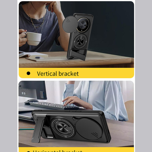 适用荣耀X60Pro磁吸支架手机壳X60滑盖镜头X50指环全包X40防摔保护套X9a简约纯色X9b磨砂X9c金属全包防摔新款 - 图3