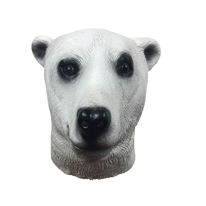 可爱北极熊动物头套面具化妆舞会搞笑乳胶头饰万圣节派对表演道具-图3