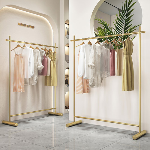 服装店展示架落地式女装货架金色挂衣架陈列组合店面侧挂专用架子 - 图2