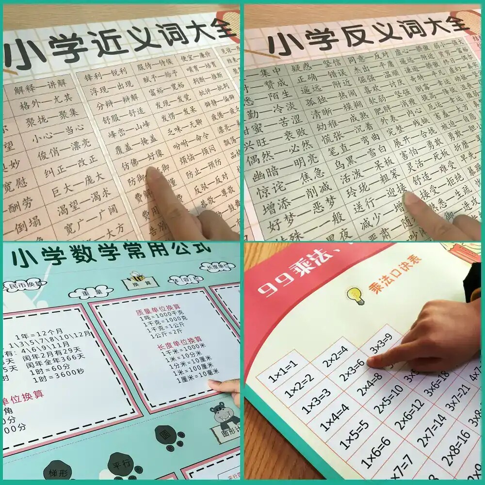 小学生语数外知识点学习挂图套装14 丽瞳玩具玩具挂图/认知卡