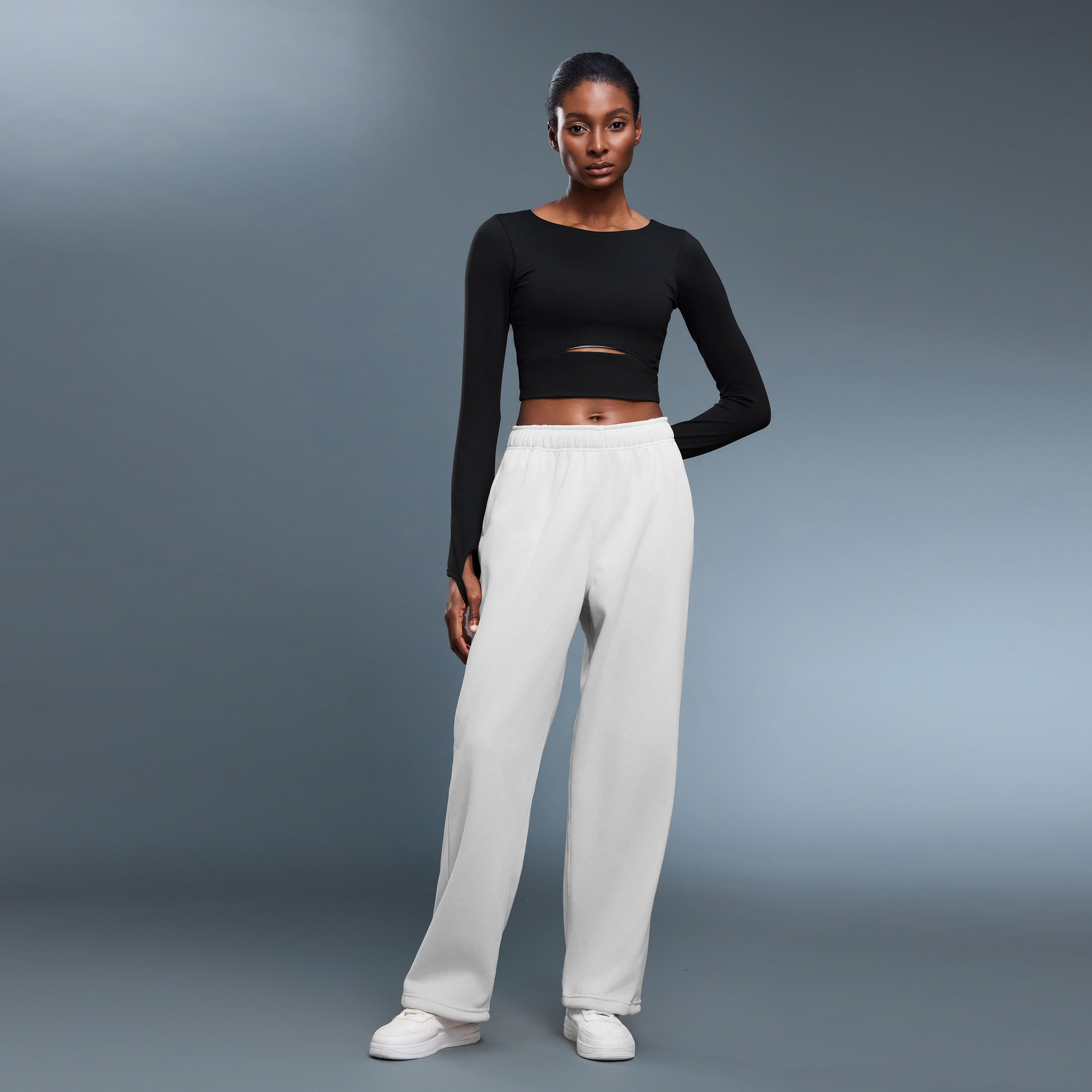 KUD新款修身显瘦运动长袖T恤半截带胸垫短款跑步健身瑜伽服上衣女,淘宝优惠券,粉丝福利购,淘宝优惠卷