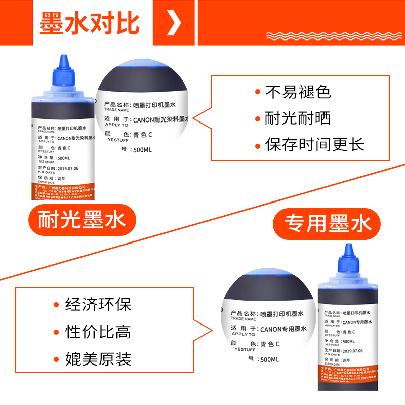 近朱者适用佳能mg2580s ip1188 3680 2780 3080 ts3180专用抗UV耐光染料墨水mp288打印机连供填充防喷墨水ink-图3