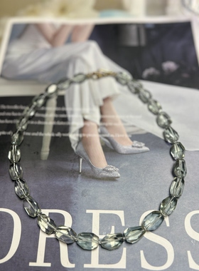 3月19日新款天然水晶花珀橄榄茶晶多宝黄水晶串珠原创设计项链