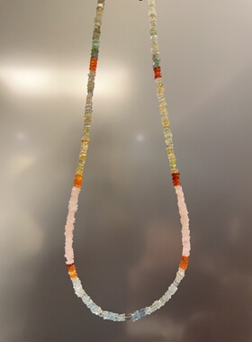 天然水晶魔鬼海蓝宝火欧泊摩根S925银手作项链46cm