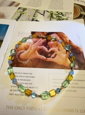 天然蜜蜡琥珀金珀血丝珀托帕石榴石串珠原创设计项链46cm