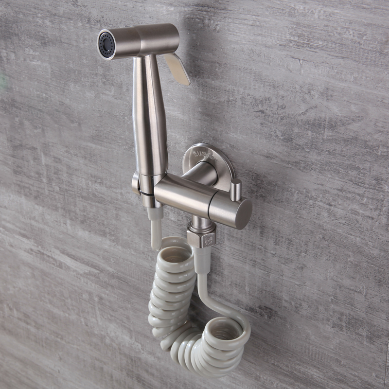 马桶角阀带喷枪套装 304妇洗器厕所卫生间阳台冲洗增压水枪水龙头 - 图0