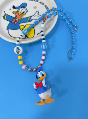 Liya手作卡通正版唐老鸭蝴蝶结小众可爱韩系项链迪士尼穿搭配饰品