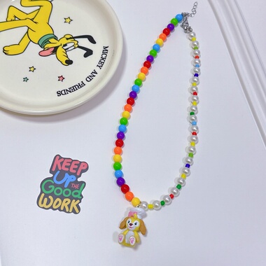 Liya原创手作卡通可爱多巴胺项链女迪士尼可安琪饼饼苹果小狗项链