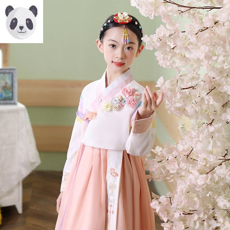 朝鲜儿童传统朝鲜服族女童演出韩服 珊瑚叶琴民族服装/舞台装