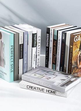 北欧简约风假书样板间客厅书房装饰摆件办公室书柜仿真书道具模型