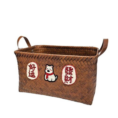 美式高级收纳筐网红款仿藤编PU把手洗衣桶零食玩具脏衣篓实用 - 图3