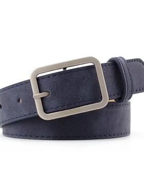 Fashion Square Pin Buckles Belts Women Silver Buckle Leather