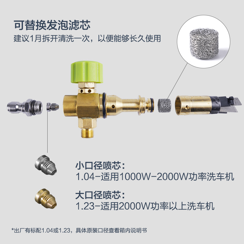 绿田雪炮pa壶洗车泡沫喷壶高压洗车机家用水枪头专用发泡神器工具