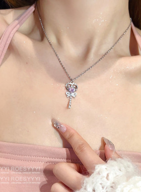 合金项链女天使之翼翅膀小爱心套链高级设计感锁骨链可调节