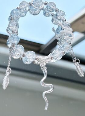 手工串制玻璃圆珠手串ins冷淡风简约手链学生平价百搭配饰