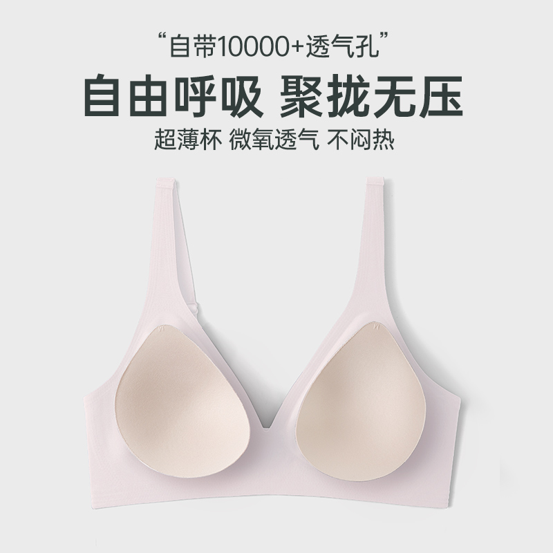 舒氧无痕内衣女小胸聚拢收副乳防下垂薄款无钢圈大码3d软支撑文胸-图1