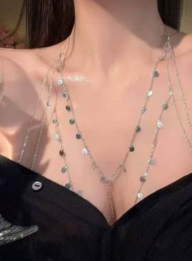 欧美跨境亮片胸链简约冷淡风个性身体链轻奢高级感百搭项饰饰品女