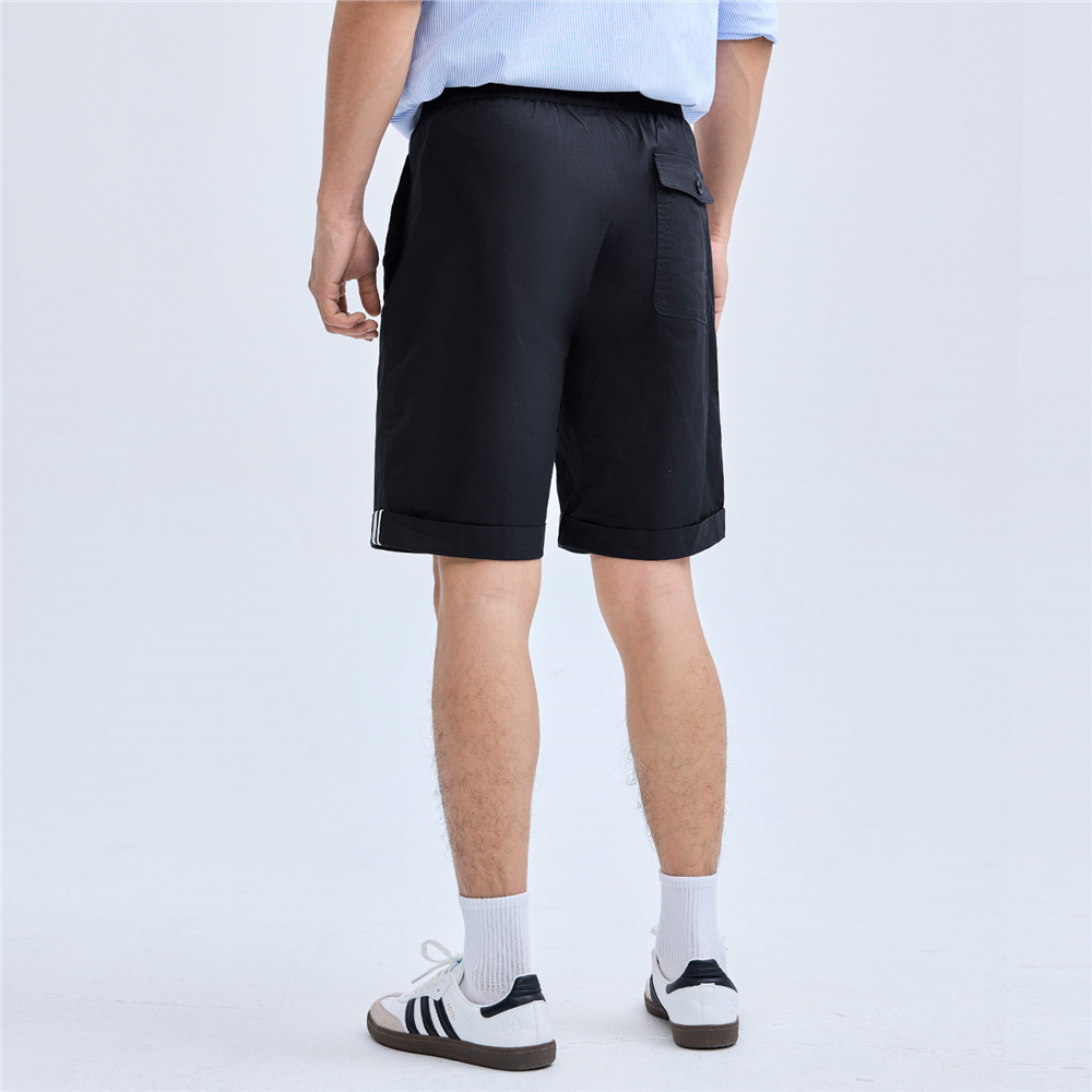 佐丹奴短裤男装撞色翻边裤脚梭织弹力棉松紧腰休闲短裤 18104612 - 图3