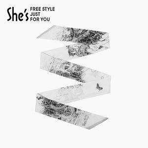 shes茜子奥莱配饰意境东方飞龙艺术印花丝巾多用长飘带发带女