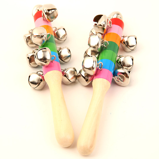 宝宝玩具彩虹铃铛响铃串铃木质棒铃奥尔夫乐器幼儿园舞蹈活动道具