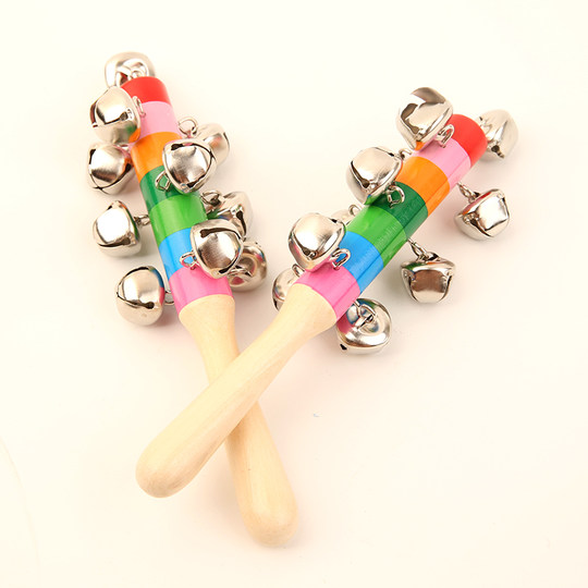 宝宝玩具彩虹铃铛响铃串铃木质棒铃奥尔夫乐器幼儿园舞蹈活动道具