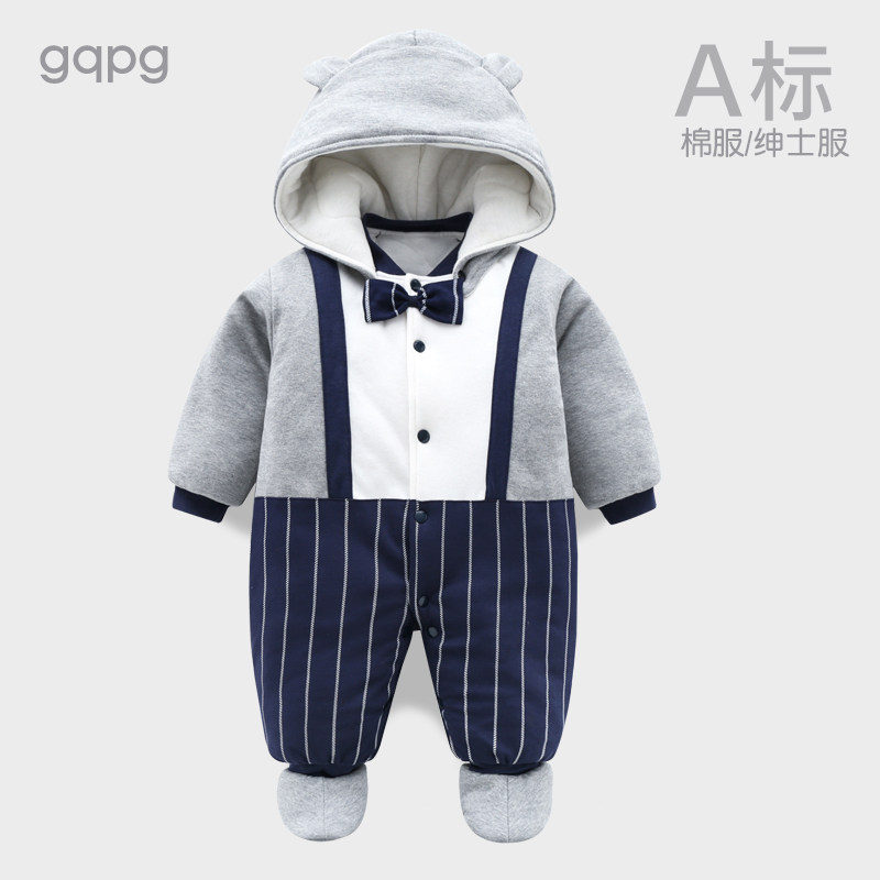 连体抱衣秋冬季装夹棉宝宝保暖棉服 gqpg连身衣/爬服/哈衣