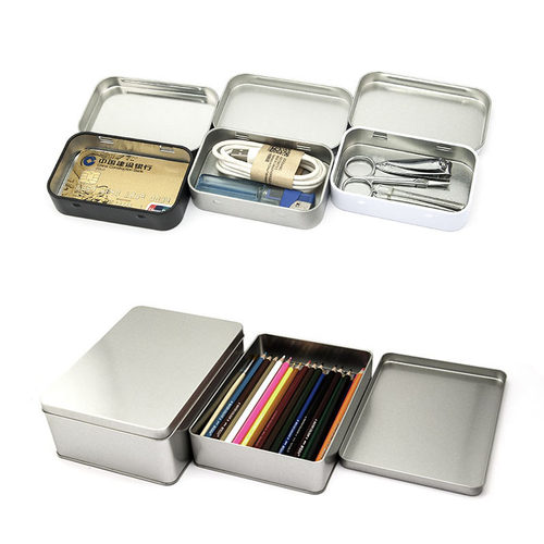 黑白银素色大中小号长方形磨砂铁马口铁盒工厂金属包装盒tin box - 图2