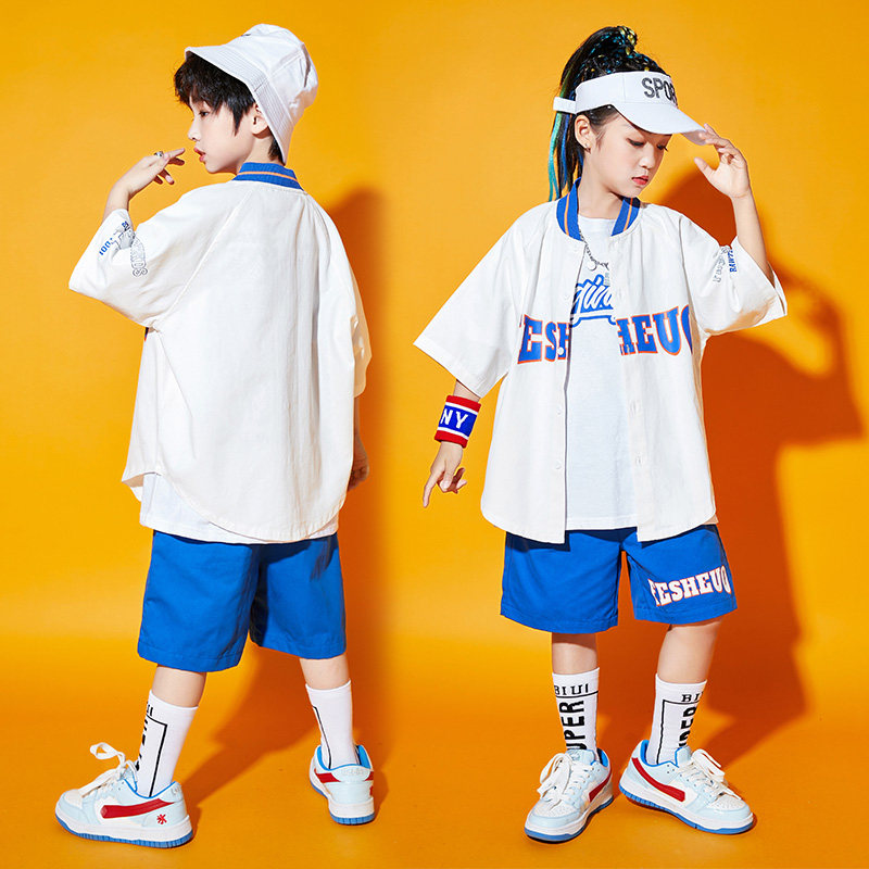 街舞儿童潮服男童嘻哈棒球服套装演出服夏季女童帅气hiphop表演服,淘宝优惠券,粉丝福利购,淘宝优惠卷
