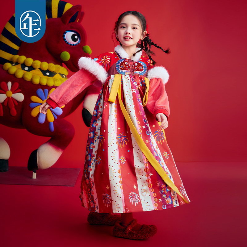 年衣童装儿童汉服裙女童冬季新款改良唐装汉服连衣裙新年拜年服,淘宝优惠券,粉丝福利购,淘宝优惠卷