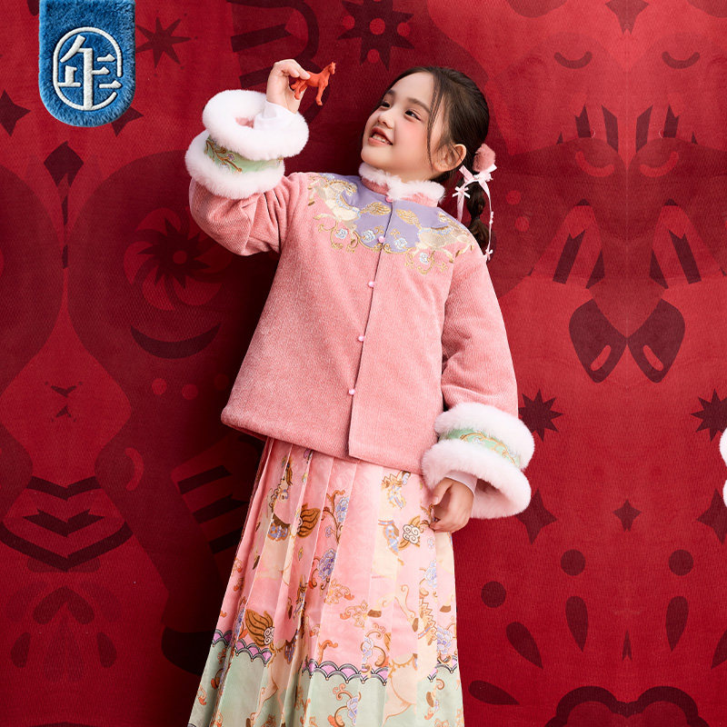 【董璇同款】年衣童装汉服套装女童冬季儿童马面裙唐装加绒拜年服,淘宝优惠券,粉丝福利购,淘宝优惠卷