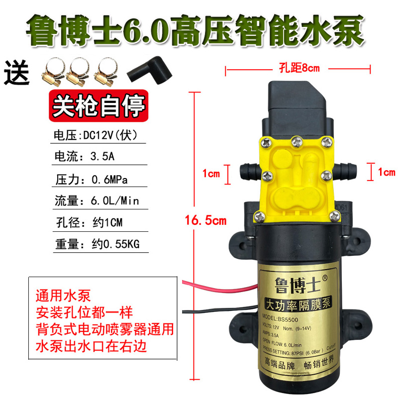 农用电动喷雾器水泵12V电机高压打药机配件马达大功率自吸泵 - 图3