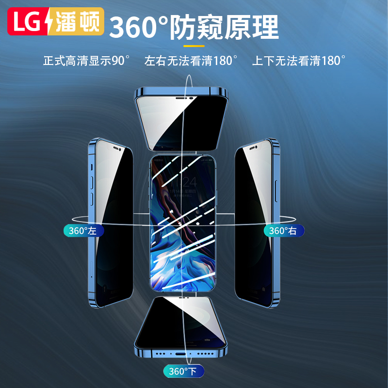 360度防窥膜适用于苹果14plus钢化膜iPhone13pro偷窥膜X防窥屏11非钢化pro不碎边Xsmax进口防指纹7/8plus磨砂