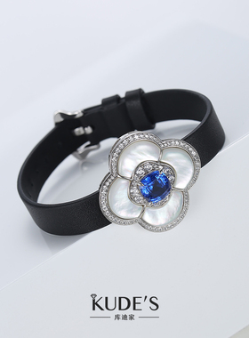 库迪家2.4克拉蓝宝石白贝手链