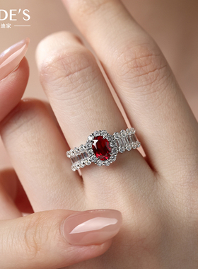 红宝石戒指宫廷复古女