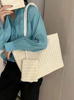 1PCS Fashionable straw-woven bags Women Handbags Fashion Lar
