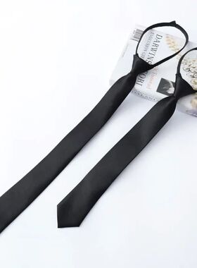 New Unisex Black Simple Clip on Tie Men's and Women's JK Tie