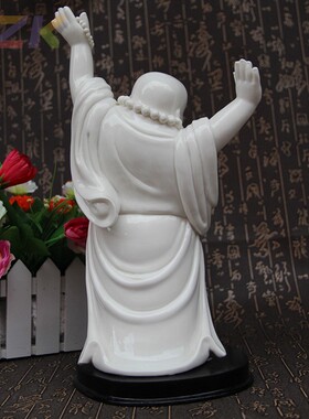 白色雕塑陶瓷弥勒佛家居客厅装饰书房工艺礼品佛像禅意摆件家用m7