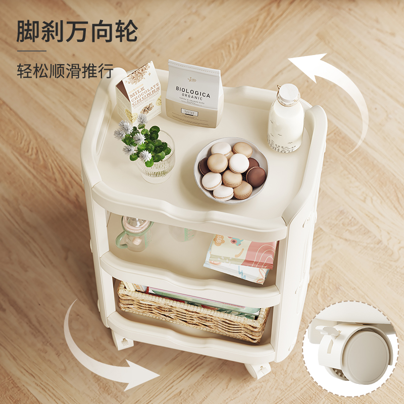 哈比树小推车置物架家用客厅厨房宿舍移动零食收纳架儿童桌边书架 - 图1