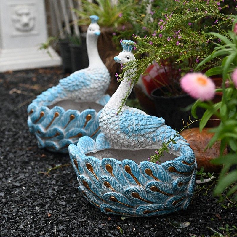花园装饰欧式孔雀造型花盆庭院摆件落地户外阳台花器绿植乡村复古,淘宝优惠券,粉丝福利购,淘宝优惠卷