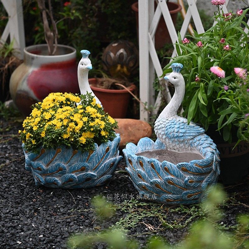 花园装饰欧式孔雀造型花盆庭院摆件落地户外阳台花器绿植乡村复古,淘宝优惠券,粉丝福利购,淘宝优惠卷