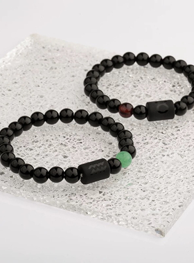 十二星座黑曜石手链男款ins小众设计高级感男生手串复古串珠手镯