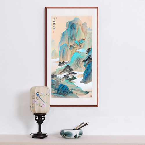 名画千里江山图新品十字绣2025新款线绣客厅小件竖版玄关风景刺绣 - 图1