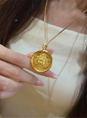 古法传承金包银黄财神吊坠男女款