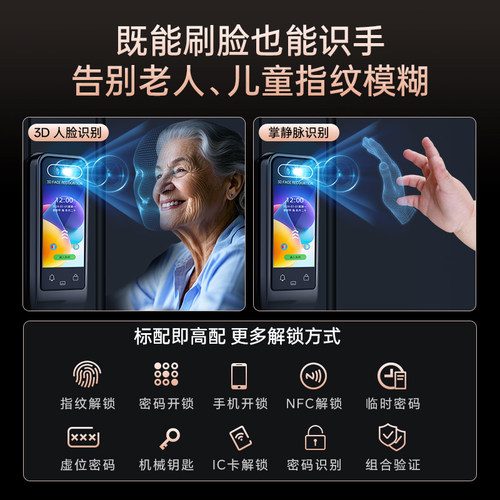 农村自建房双开大门密码锁家用门锁大铁门指纹锁防盗门电子智能锁 - 图1