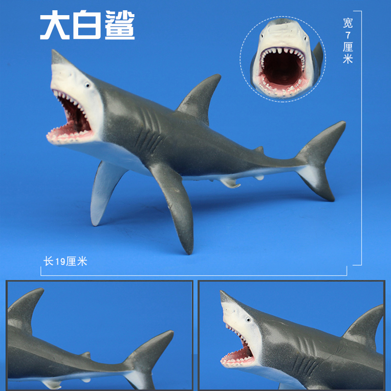 林畅儿童仿真鲨鱼玩具大白鲨模型海洋动物鲸鱼套装虎鲸白鲸抹香鲸 - 图1
