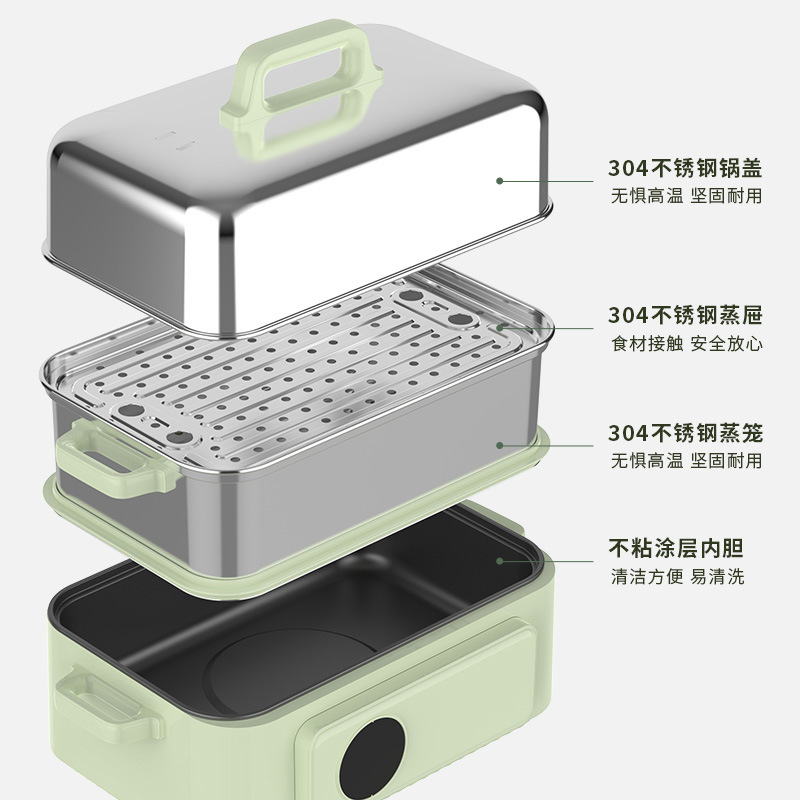 电蒸锅家用不锈钢大容量蒸煮炖一体早餐机多层蒸锅笼箱上下多功能 - 图0