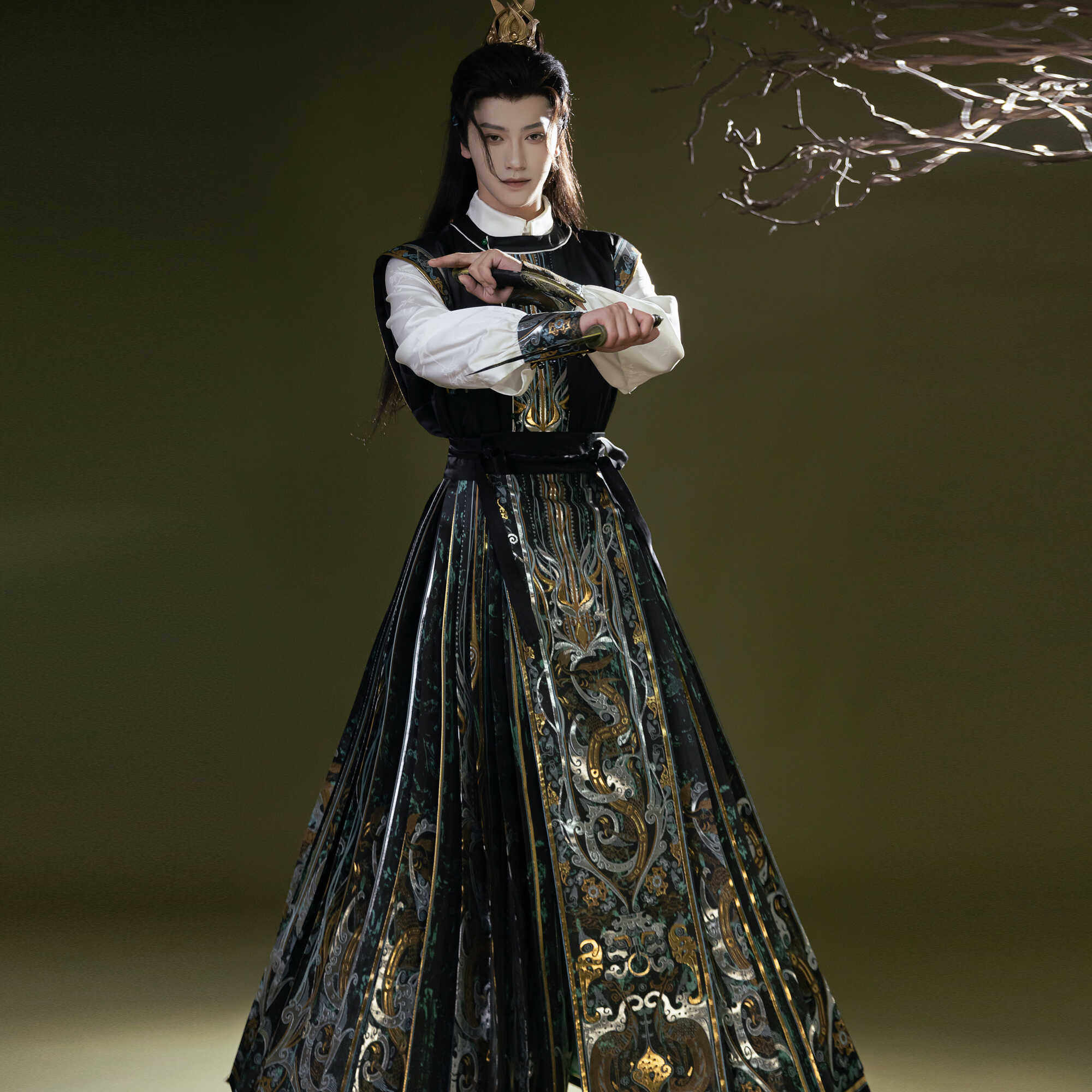 昭华赋原创错金龙凤新中式汉服男装衬衣黑金重工织金马面裙男款女,淘宝优惠券,粉丝福利购,淘宝优惠卷