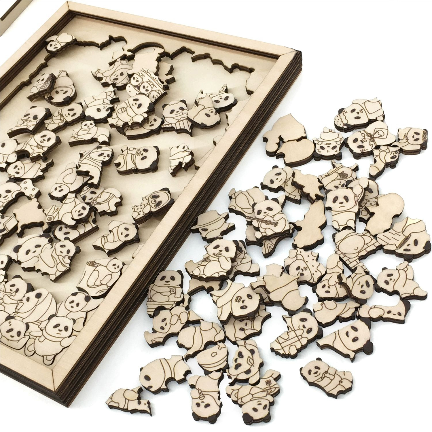100只熊猫拼图地狱难度异形木质休闲解压拼图彩色治愈摆件礼物女,淘宝优惠券,粉丝福利购,淘宝优惠卷
