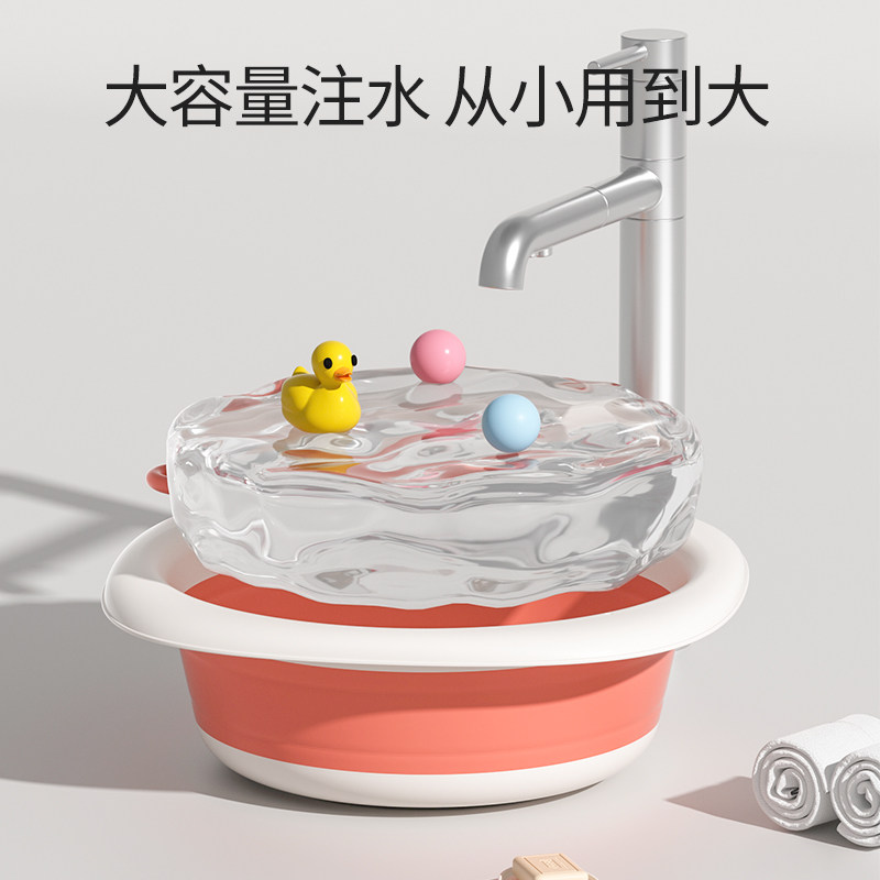 婴儿可折叠洗脸盆儿童洗屁屁股脚新生儿初生宝宝专用小盆子三件套