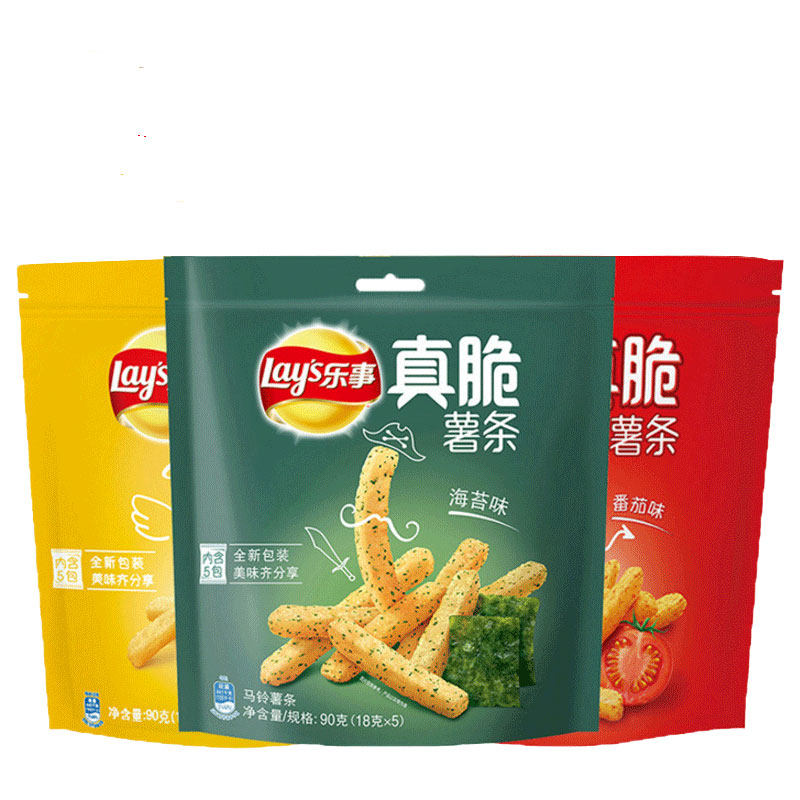 乐事薯条小包装乐视真脆薯条非乐 事薯片葡萄柚海苔芝士黄油味90g